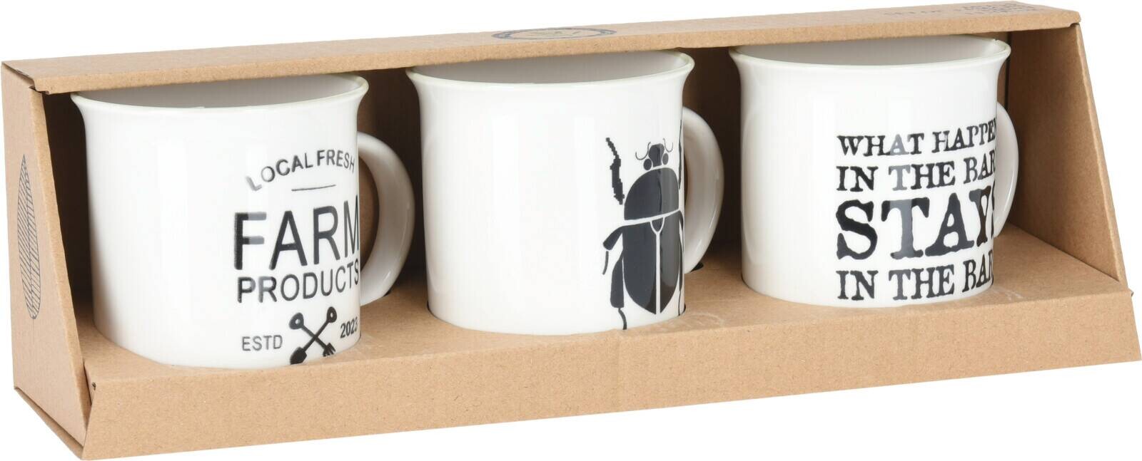 Kaffeebecher weiß Porzellan 3 tlg.