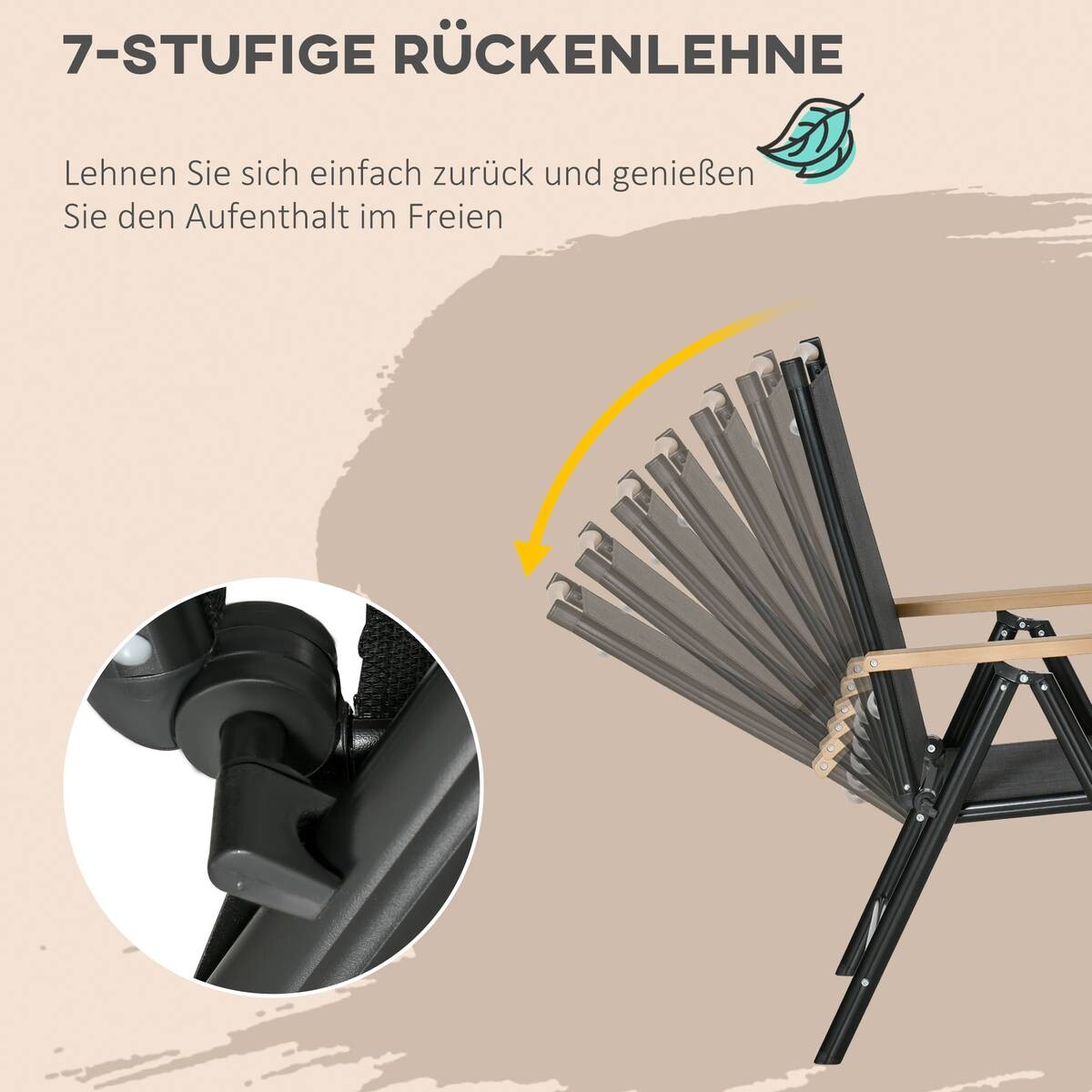 Outsunny Gartensitzgruppe schwarz Aluminium B/H/L: ca. 90x74x140 cm