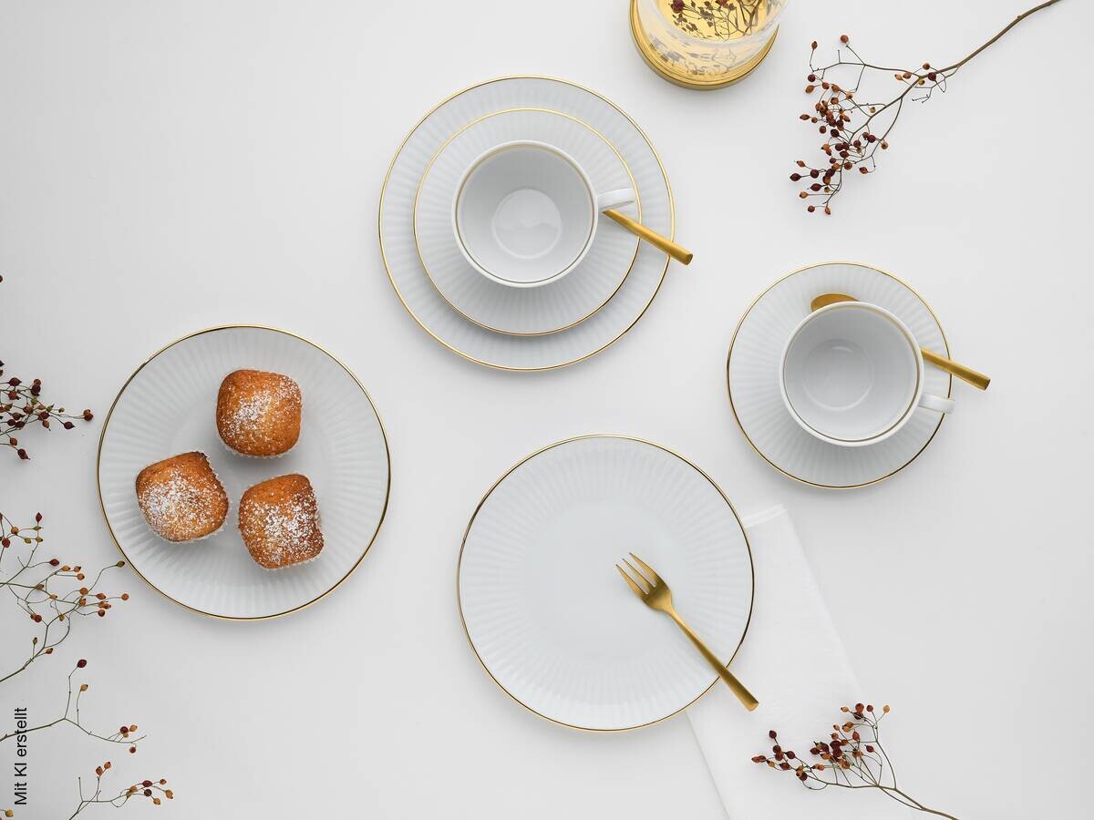 CreaTable Kaffeeservice Valencia weiß Porzellan 18 tlg.