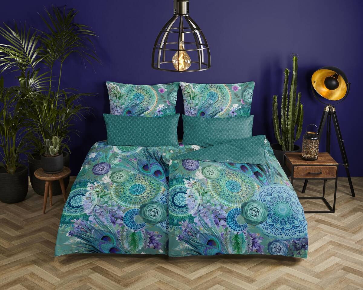 Baumwoll Bettwäsche Kari Satin grün Baumwolle B/L: ca. 155x220 cm