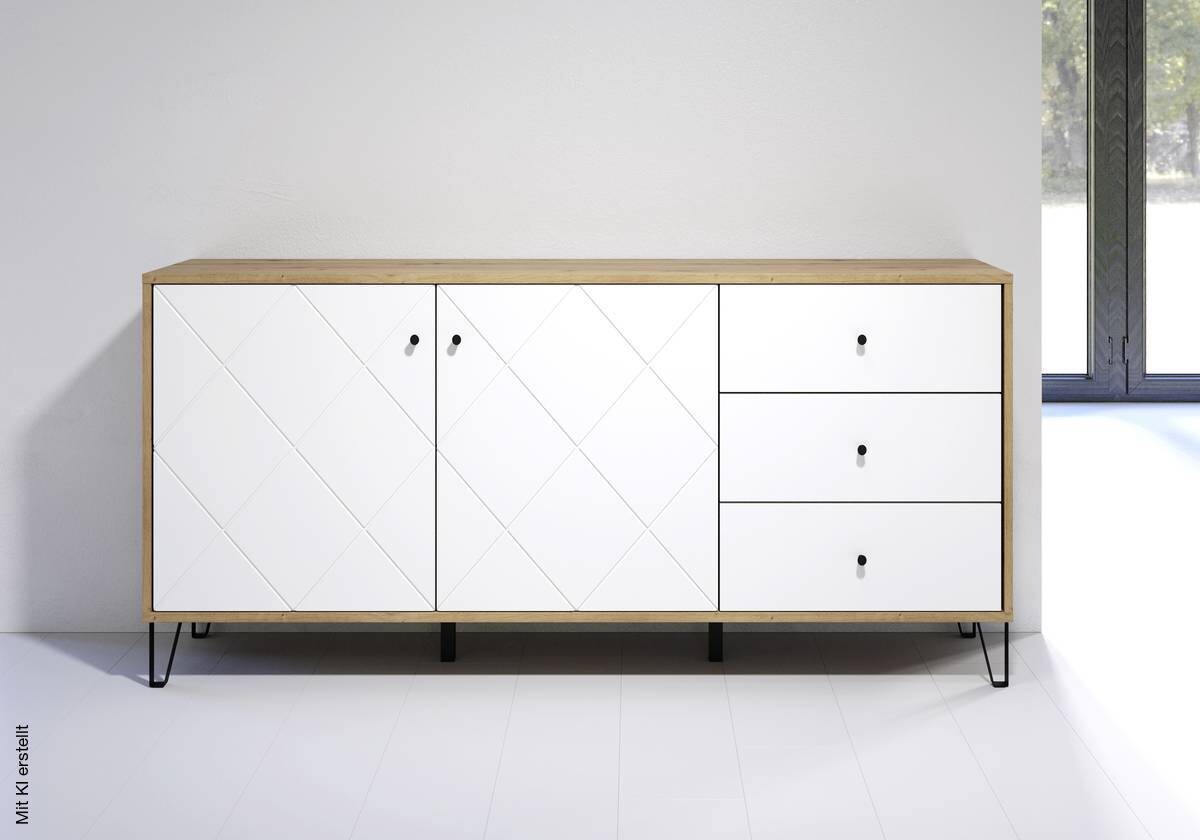 Sideboard Touch Eiche Artisan Nachbildung weiß matt B/H/T: ca. 183x76x40 cm