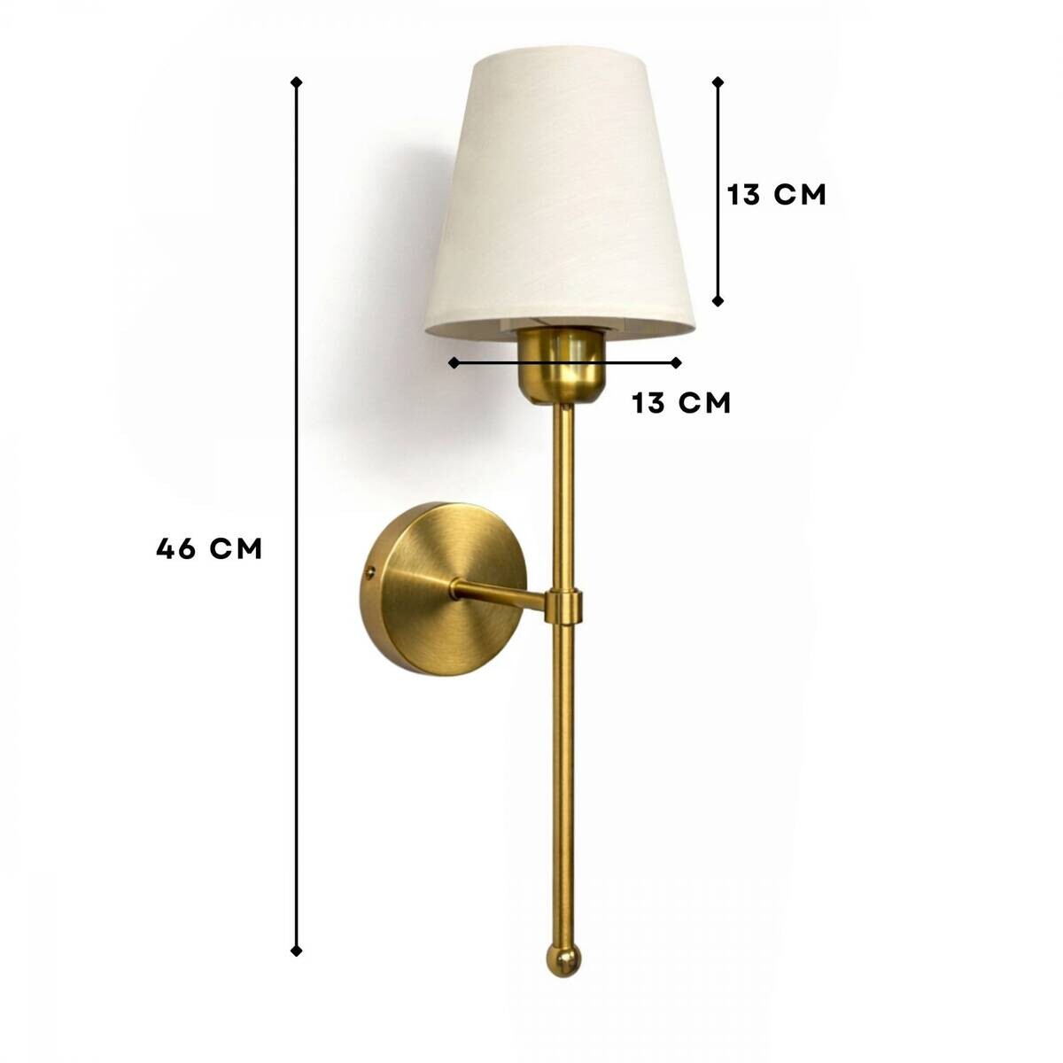 Wandleuchte gold ecru Metall PVC B/H/L/D: ca. 13x46x13x13 cm E27 1 Brennstellen