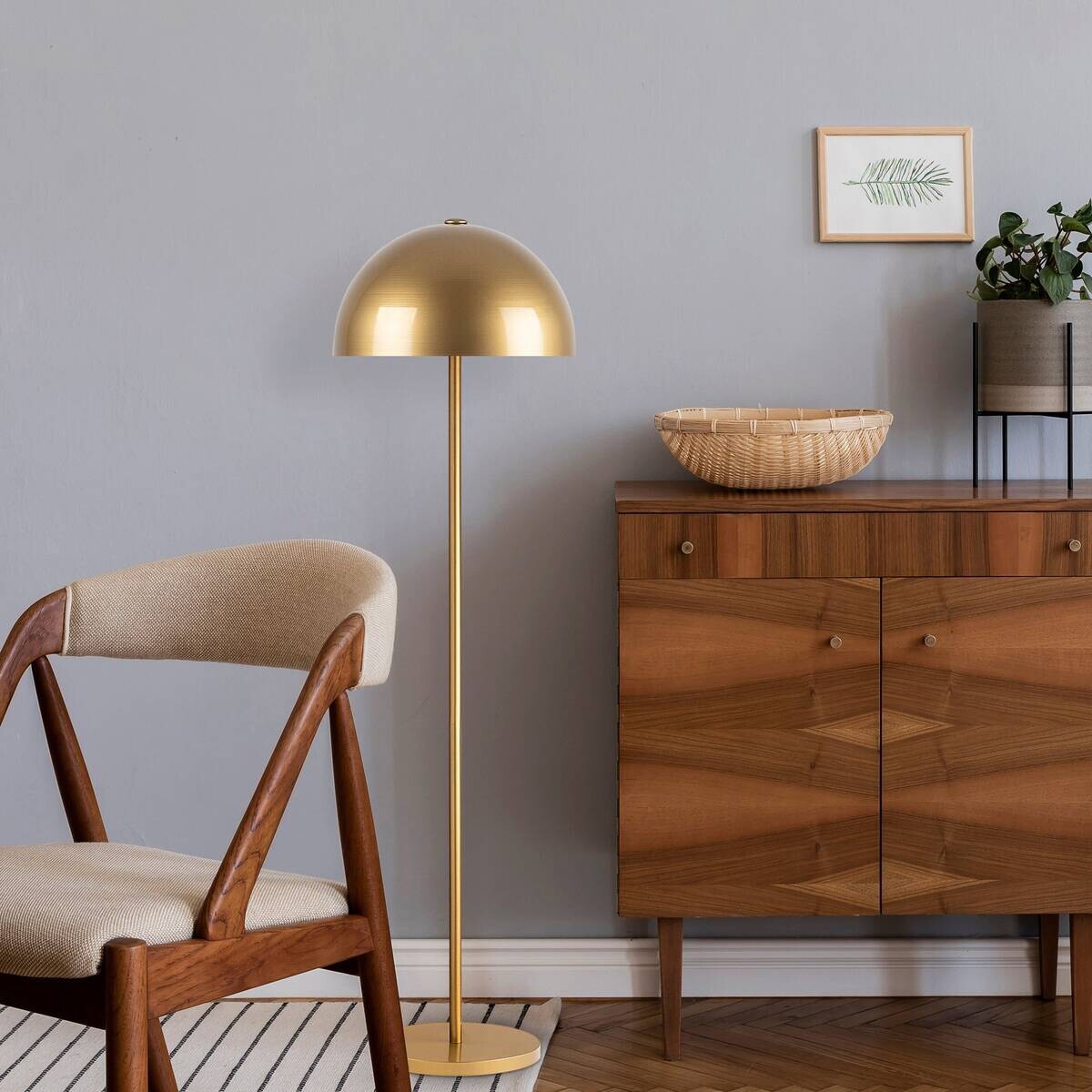 Opviq Stehleuchte gold B/H/T/L/D: ca. 40x154x40x40x40 cm E27 1 Brennstellen