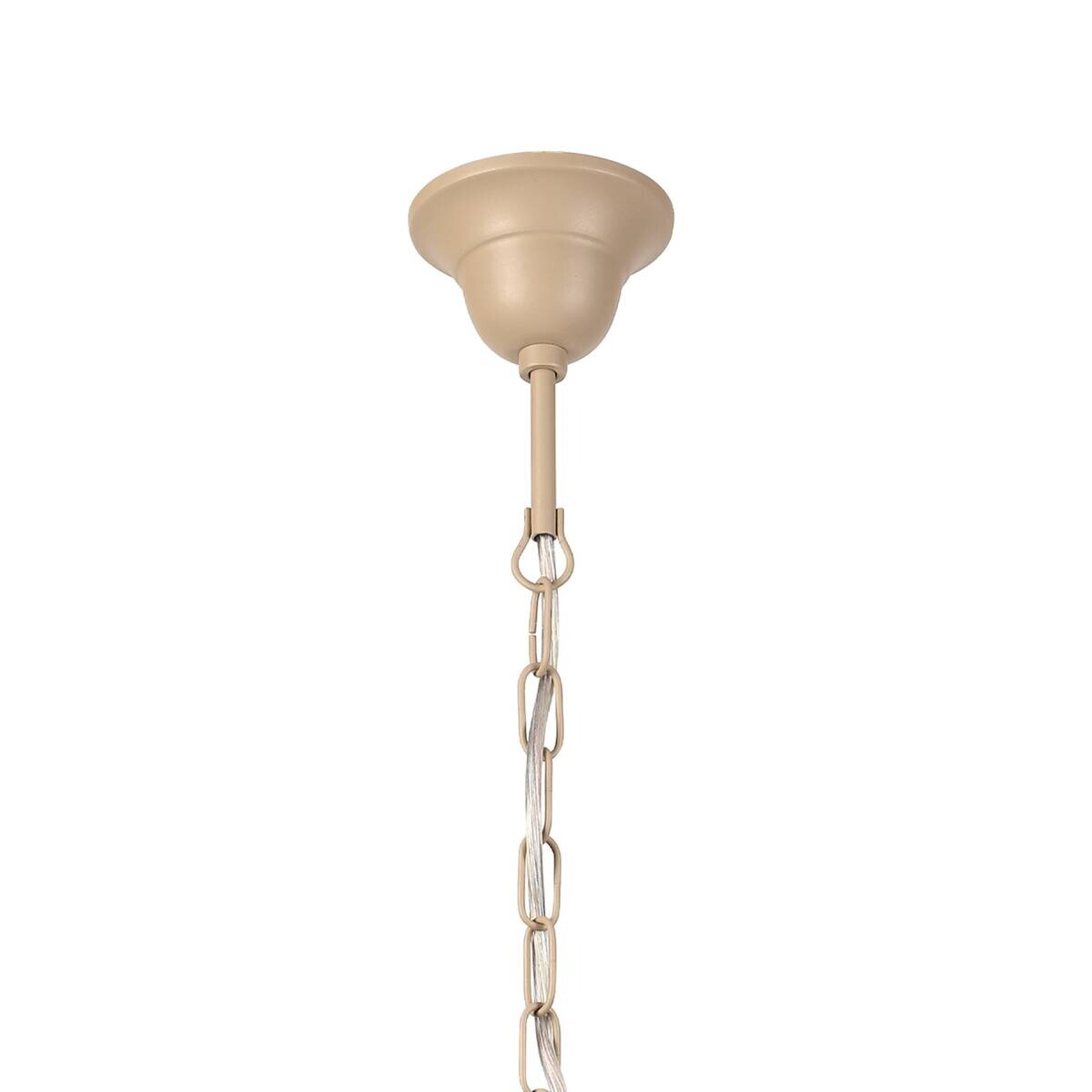 Lamkur Pendelleuchte weiß beige Stahl Glas B/H/L: ca. 41x73x41 cm E27 3 Brennstellen