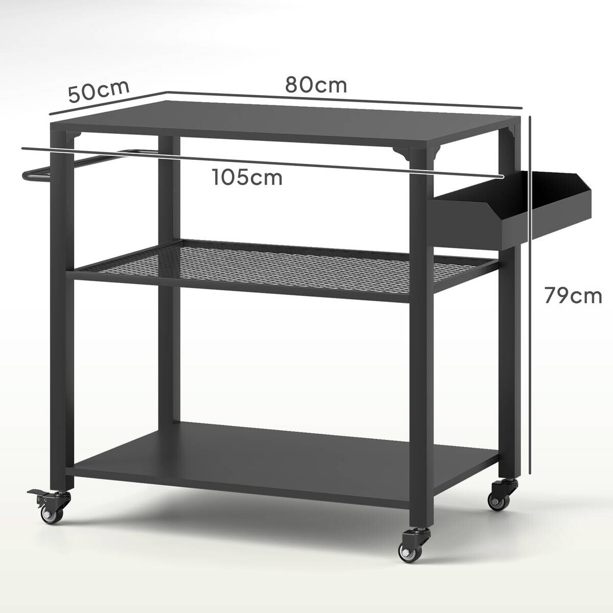 Outsunny Grillwagen Metall B/H/L: ca. 50x79x105 cm