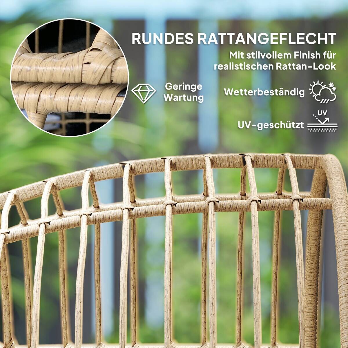 Outsunny Rattansessel beige Polyethylen B/H/L: ca. 80x155x95 cm