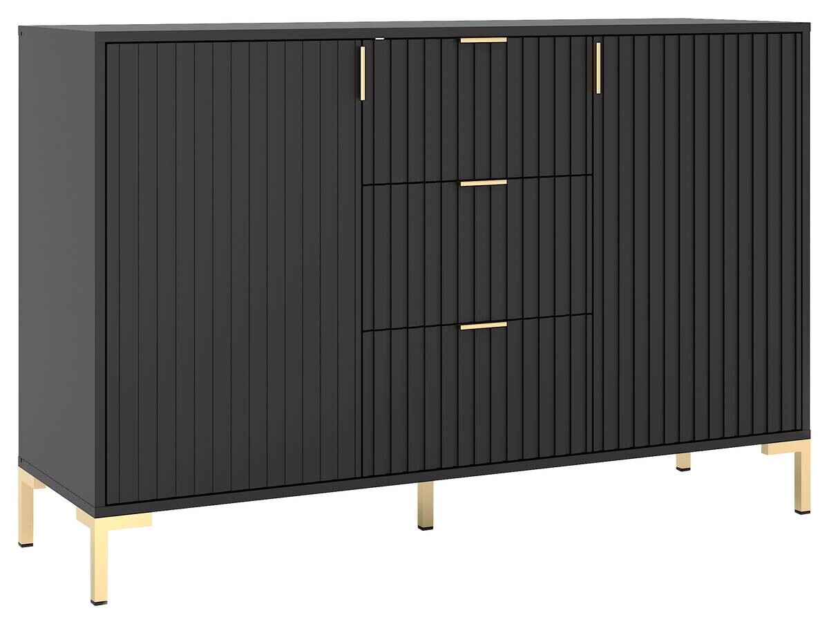 Kommode FLINN schwarz B/H/T: ca. 130,5x85,8x40 cm