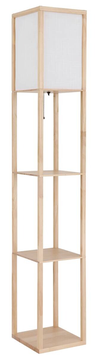 GLOBO Stehlampe hellbraun weiß Textil PVC Holz B/H/L: ca. 26x159x26 cm E27 1 Brennstellen