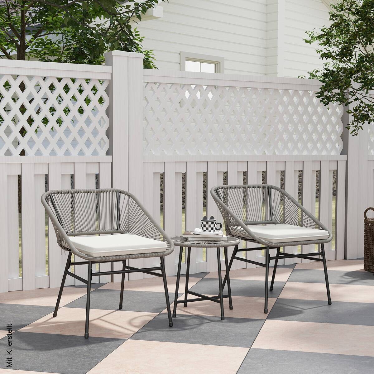 Outsunny Balkonmöbel-Set dunkelgrau Polyethylen B/H/L: ca. 63x76x65 cm