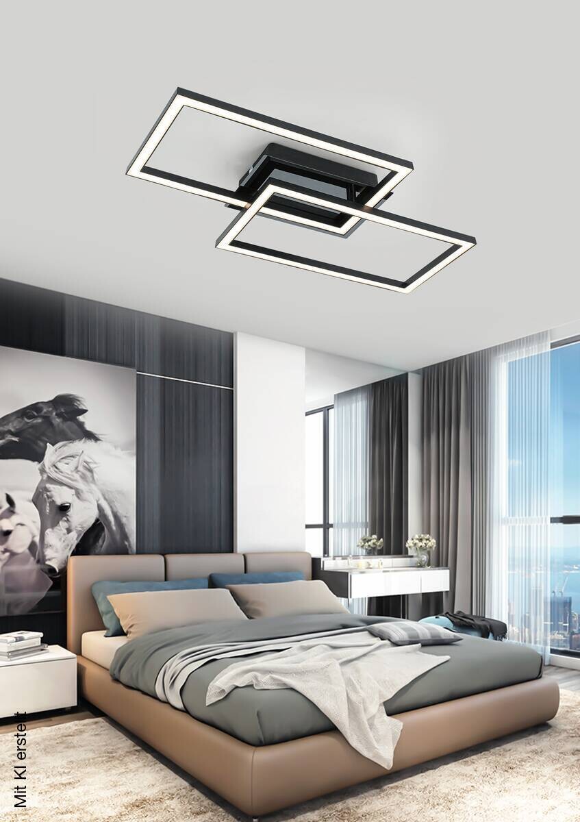 Nolo LED-Deckenleuchte Lenna schwarz Kunststoff B/H/L: ca. 50x6,5x29 cm