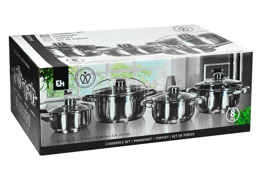 Topfset silber Edelstahl 4 tlg.