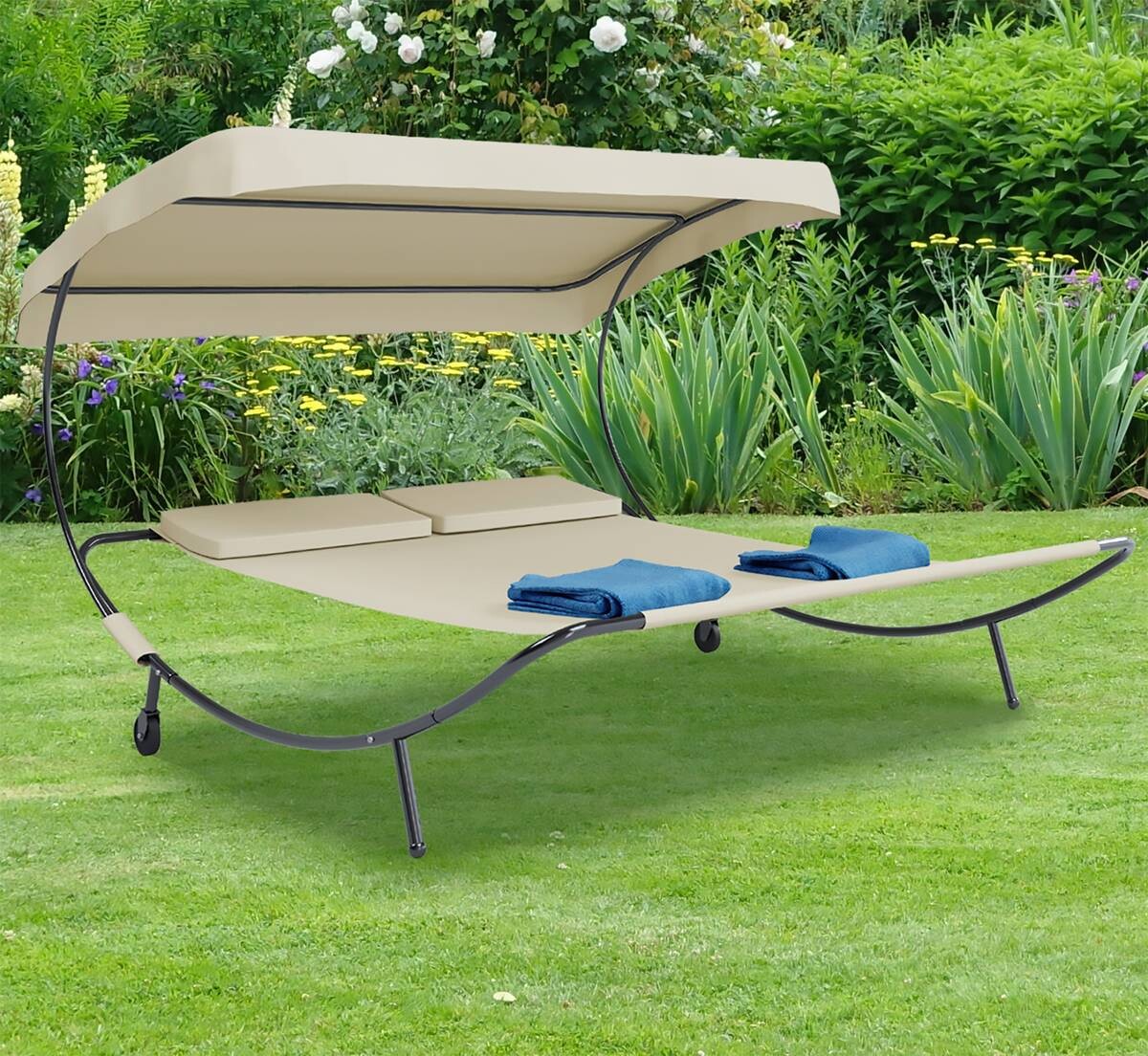 VCM Doppelliege Bindox creme Kunststoff B/H/T: ca. 130x137x200 cm