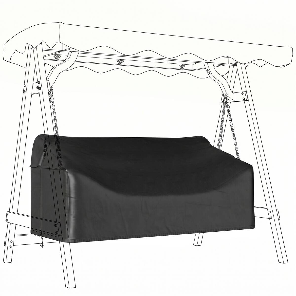 Outsunny Gartenschaukel-Abdeckung schwarz Polyester B/H/L: ca. 76x81x185 cm