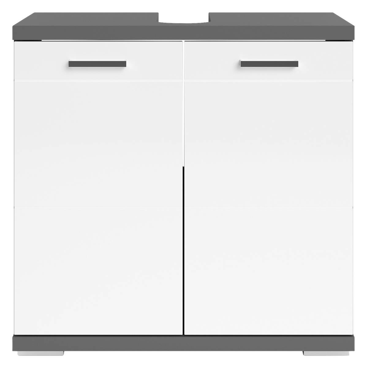 Waschbeckenunterschrank NEBRASKA anthrazit weiß Lack Hochglanz silber Holzwerkstoff Holzwerkstoff Metall B/H/T: ca. 60x59x31,5 cm