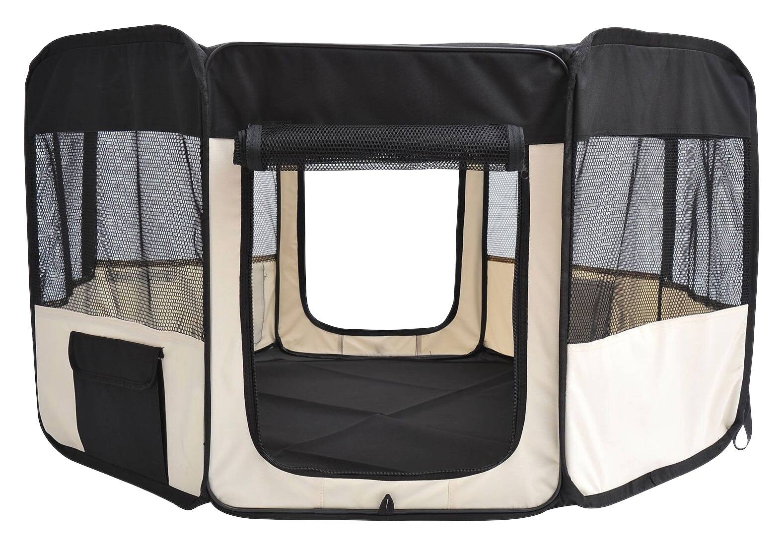 PawHut Welpenauslauf schwarz Polyester