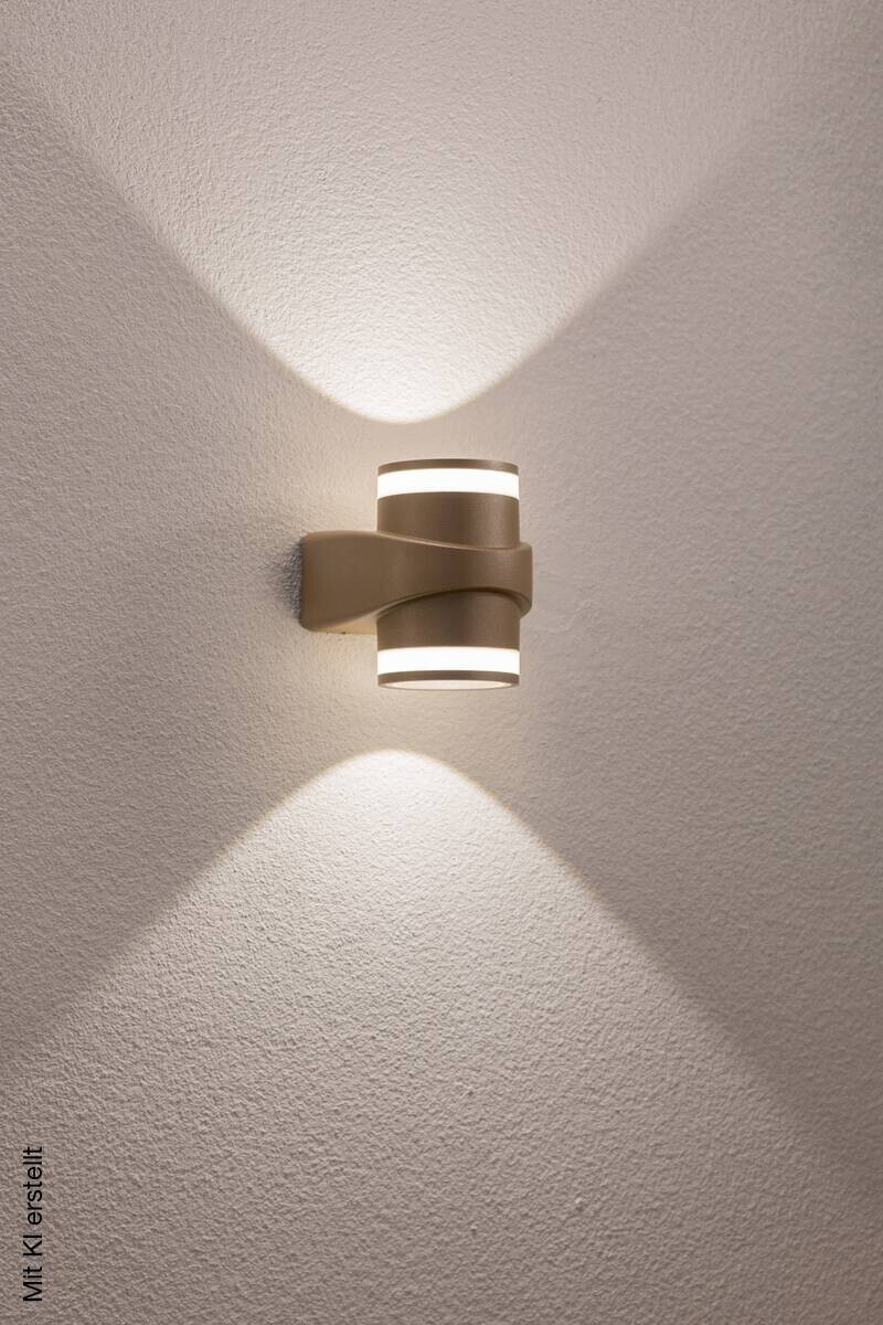 LED-Außenwandleuchte gold weiß B/H/T: ca. 12,5x14,1x14,1 cm