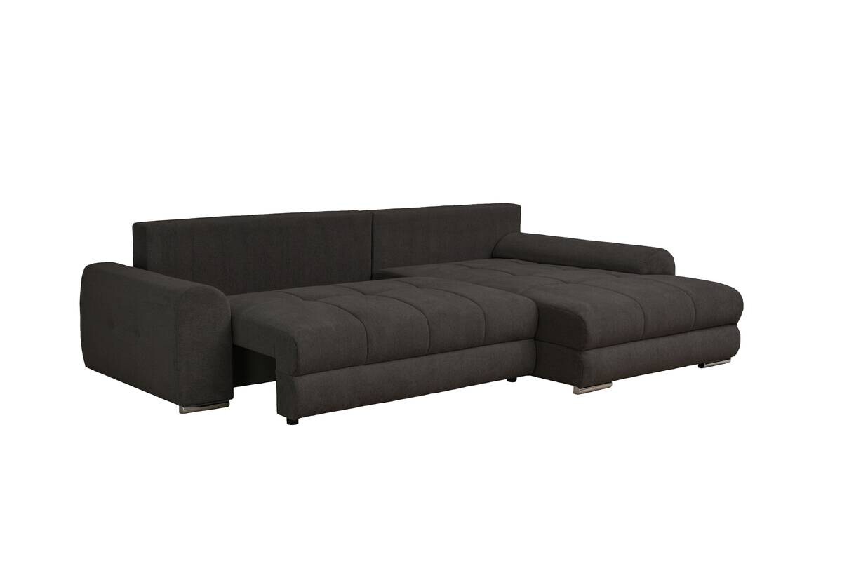 Ecksofa mit Bettfunktion und Bettkasten Lorenz schwarz Microfaser B/H/T: ca. 284x74x180 cm