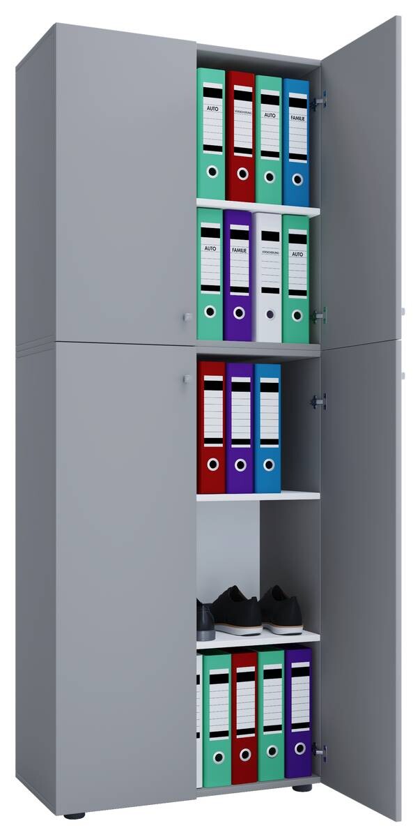 Büroschrank Lona XXL grau weiß B/H/T: ca. 70x183x39 cm