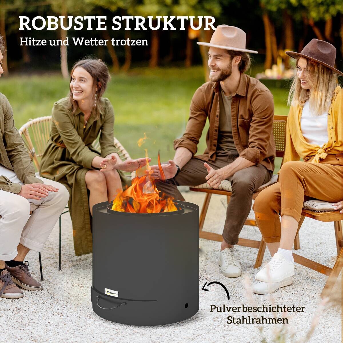 Outsunny Feuerschale schwarz Stahl B/H/L: ca. 45x42x45 cm