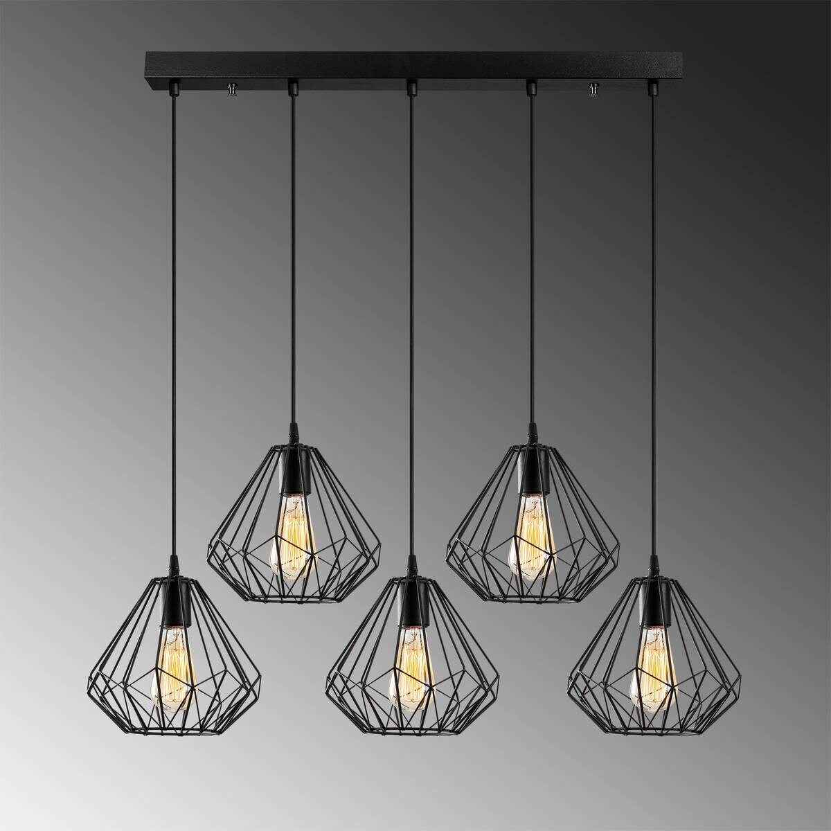 Opviq Pendelleuchte Metall B/H/T/L/D: ca. 93x117x93x93x93 cm E27 5 Brennstellen