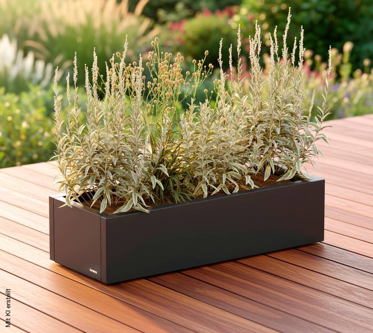 Herstera Garden Pflanzkübel Cube anthrazit Metall B/H/L: ca. 100x25x40 cm