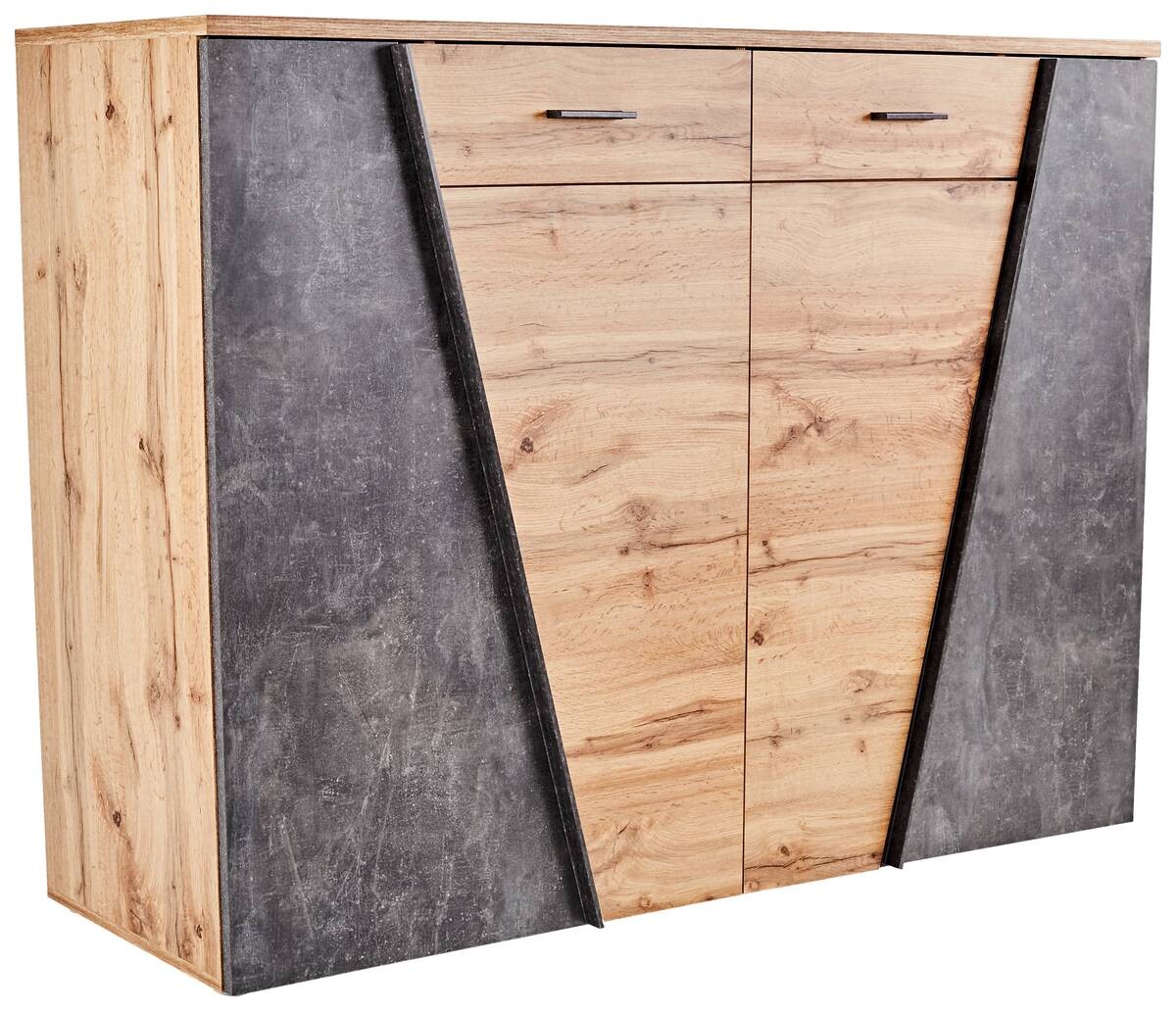 Sideboard Venedig Eiche Wotan Nachbildung Beton dunkel Optik B/H/T: ca. 160x112x40 cm