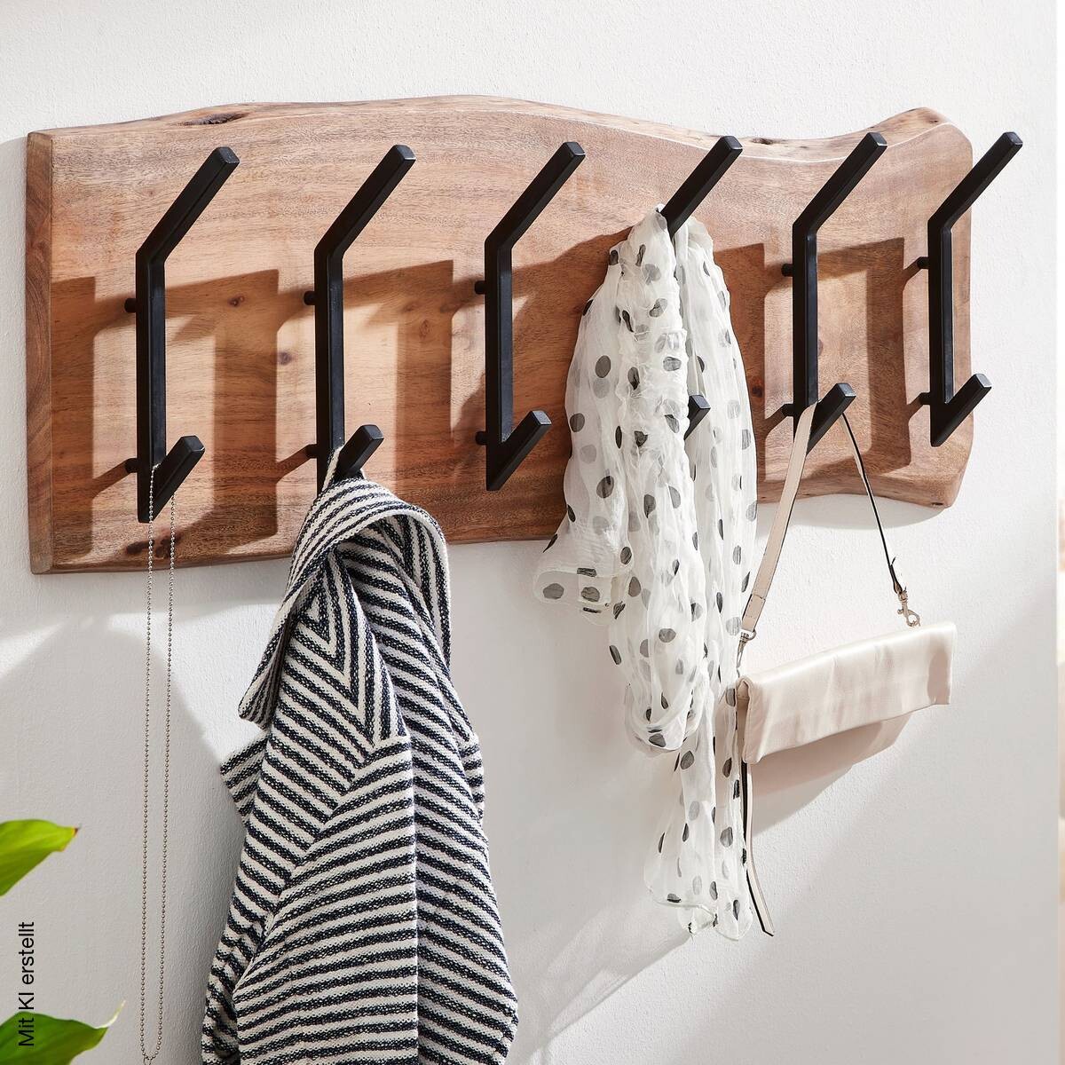 Wandgarderobe natur schwarz pulverbeschichtet B/H/T: ca. 100x29x12,5 cm