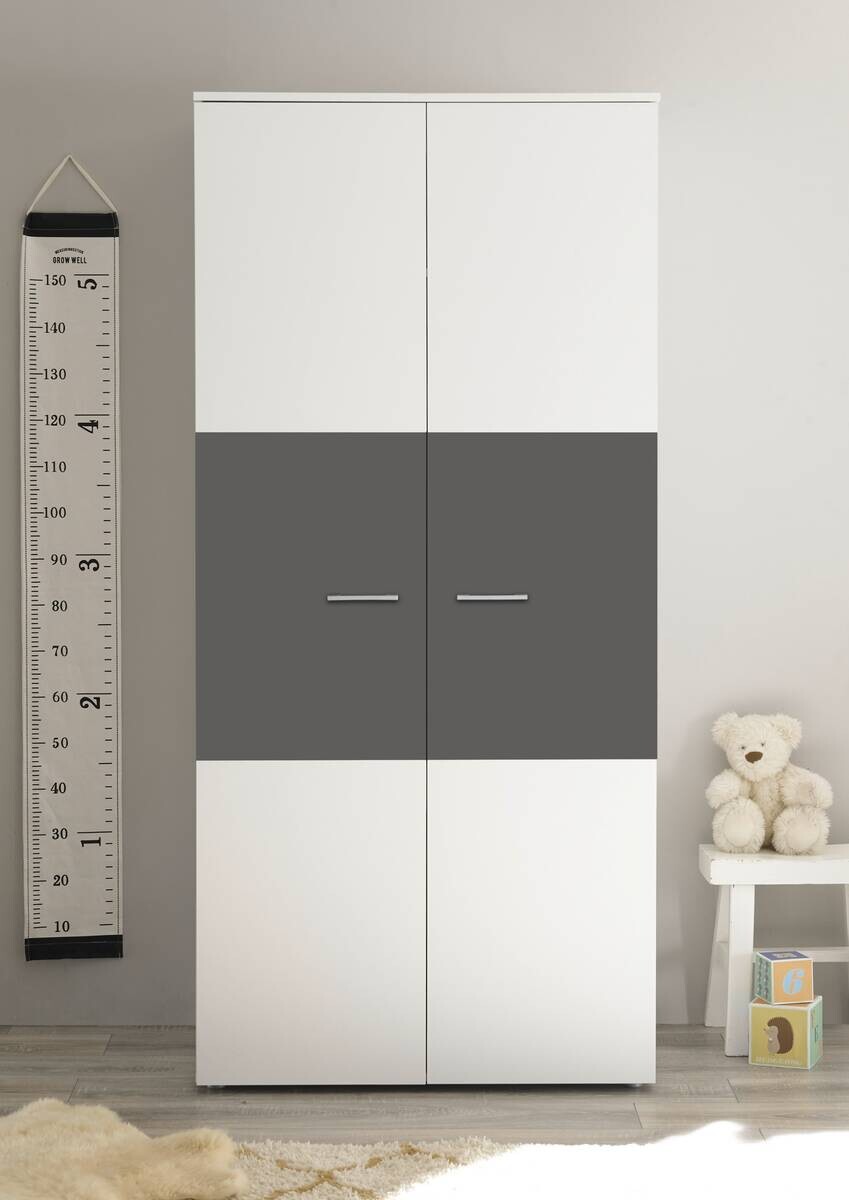 Kleiderschrank Alex weiß Graphit B/H/T: ca. 90x195x60 cm