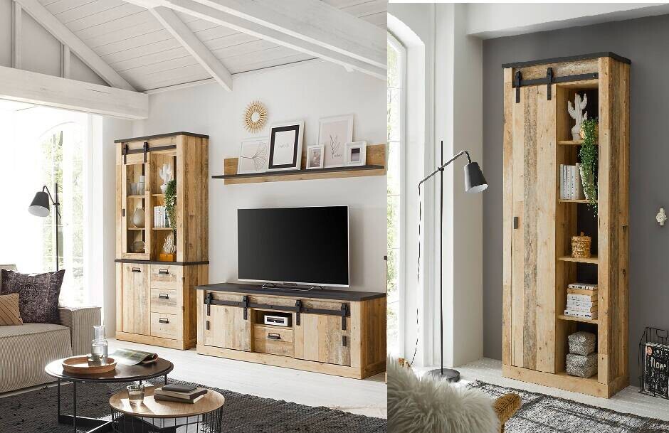 Standvitrine Sherwood B/H/T: ca. 92x200x37 cm