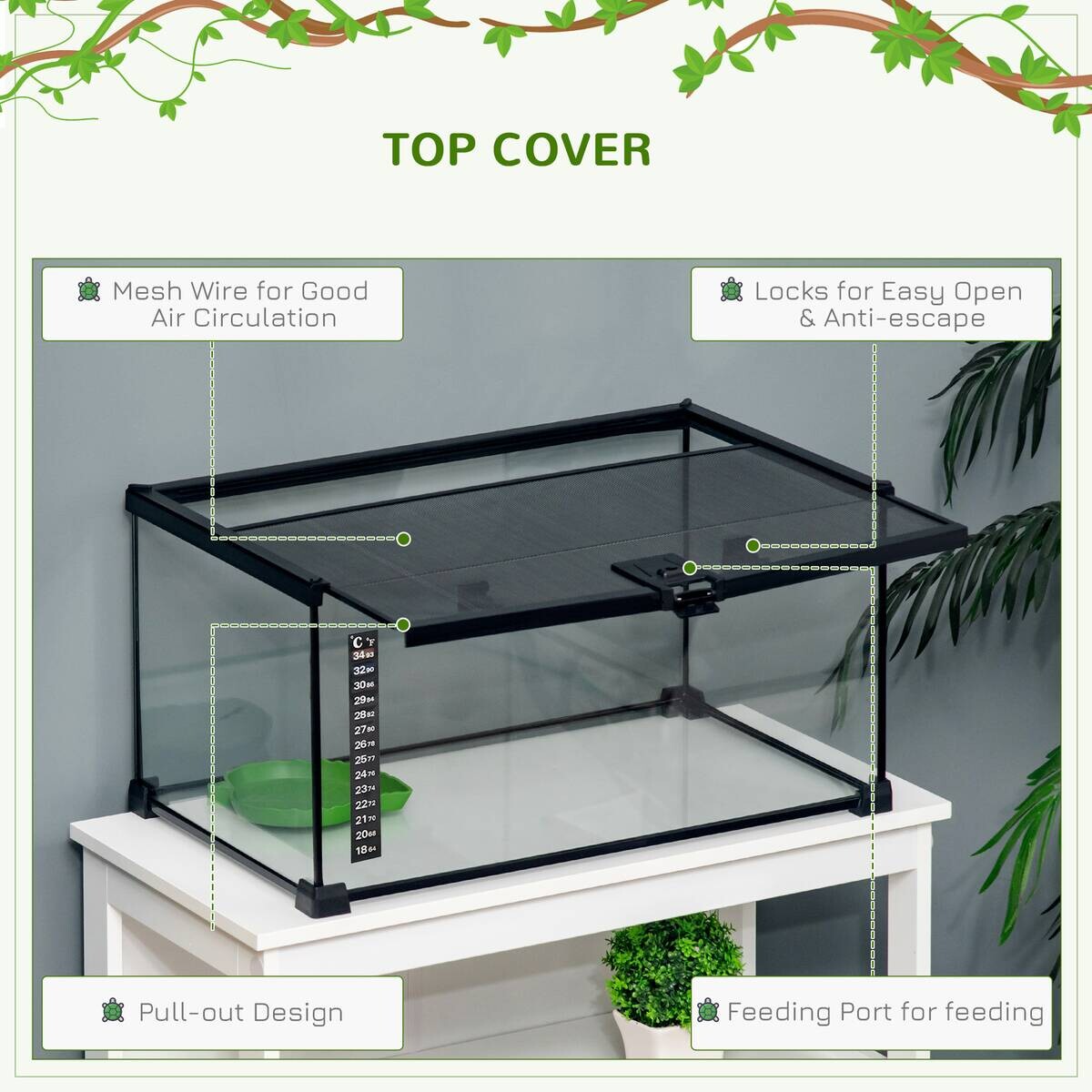 PawHut Terrarium schwarz Edelstahl B/H/L: ca. 30x50x25 cm