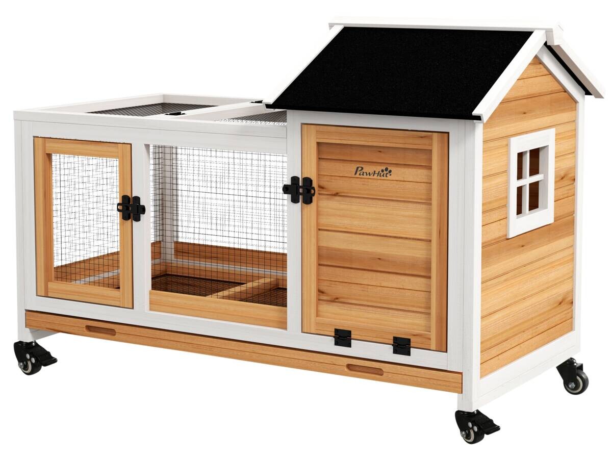 PawHut Zwergkaninchenstall gelb Stahl B/H/L: ca. 58x73,5x108 cm