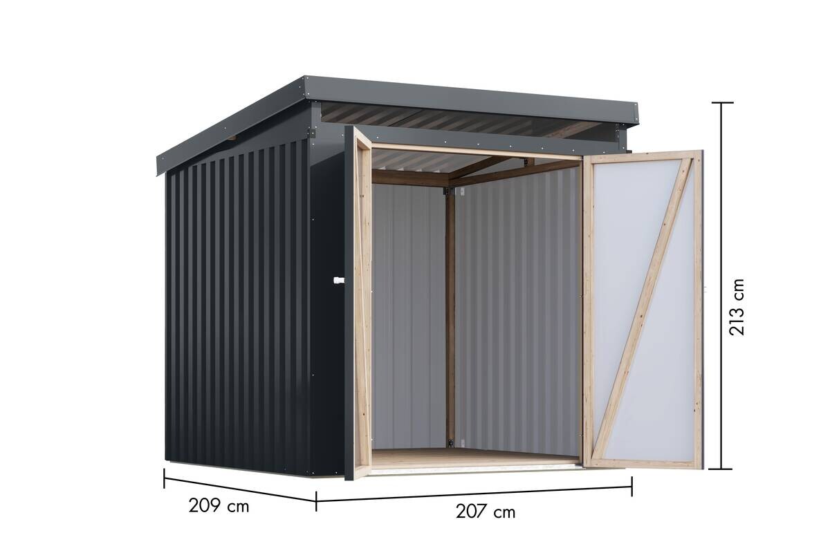 Karibu Gartenhaus Indra 2 anthrazit B/H/T: ca. 206x213x206 cm