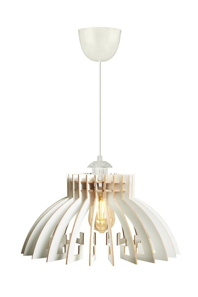 Opviq Pendelleuchte weiß MDF B/H/T/L/D: ca. 39x55x39x39x39 cm E27 1 Brennstellen