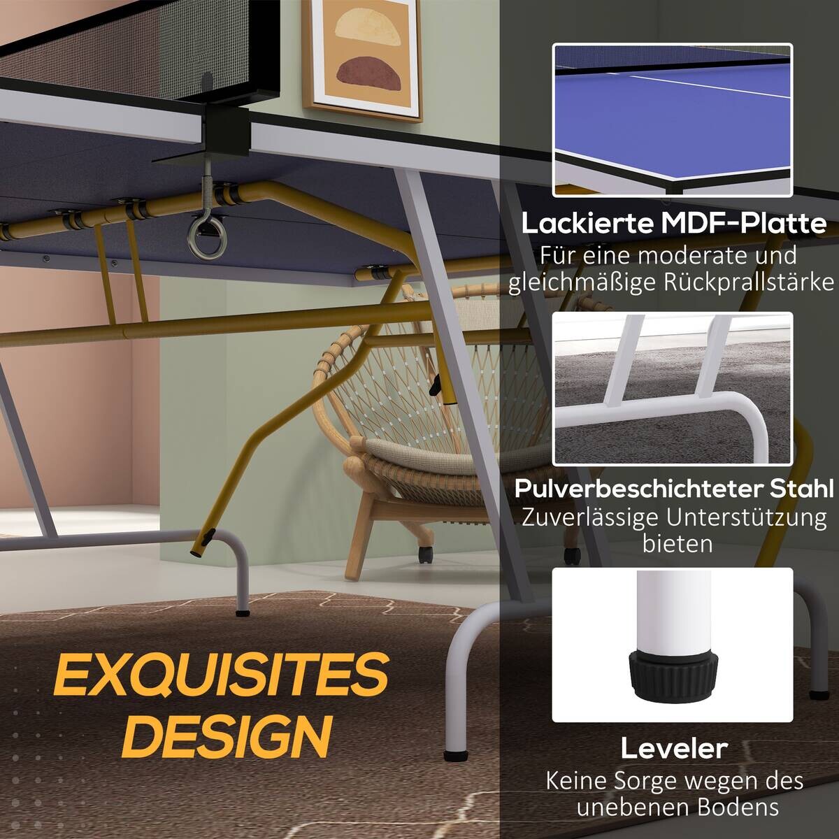 SPORTNOW Tischtennisplatte blau Stahl B/H/L: ca. 152,5x76x274 cm