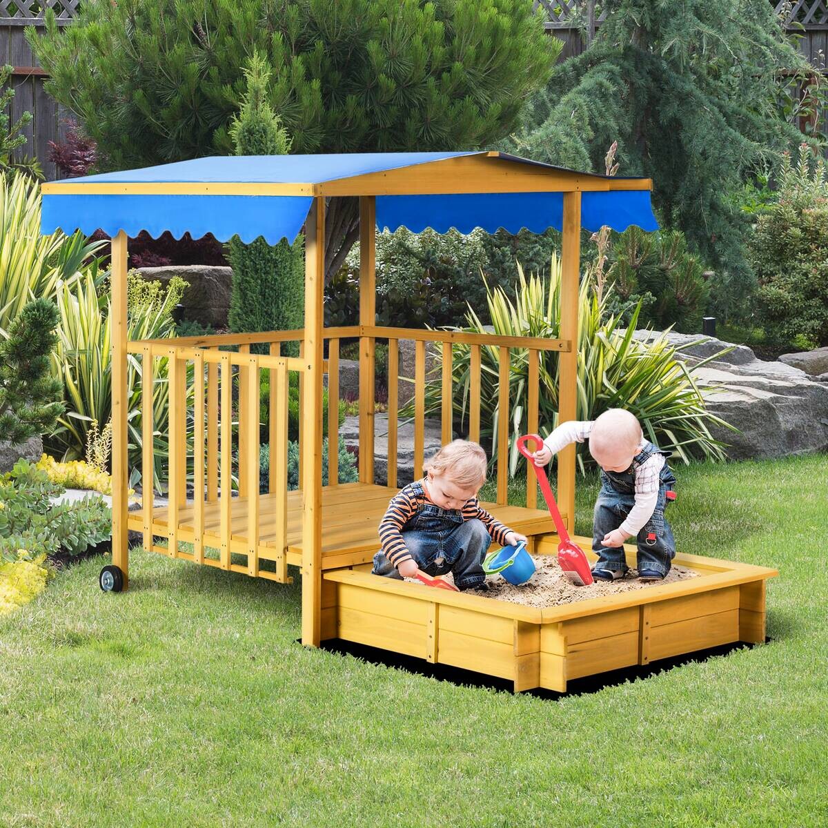 Outsunny Sandkasten natur B/H/L: ca. 129x133x137,5 cm