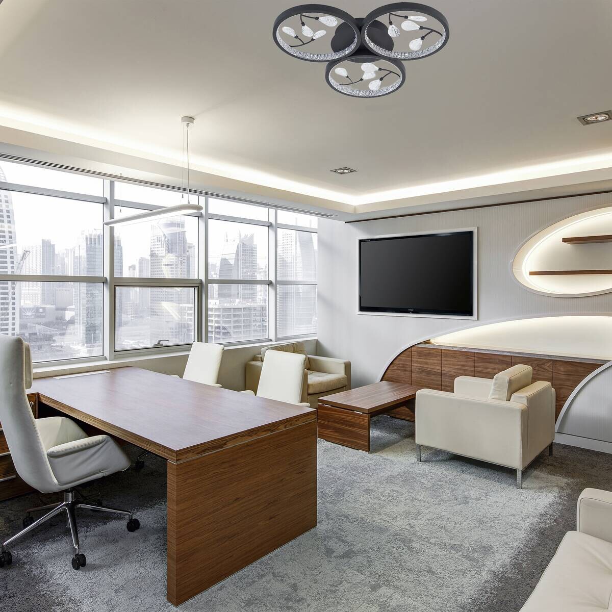 POCOline LED-Deckenleuchte Rayen schwarz sand Metall Kunststoff B/H/L: ca. 47x5x50 cm