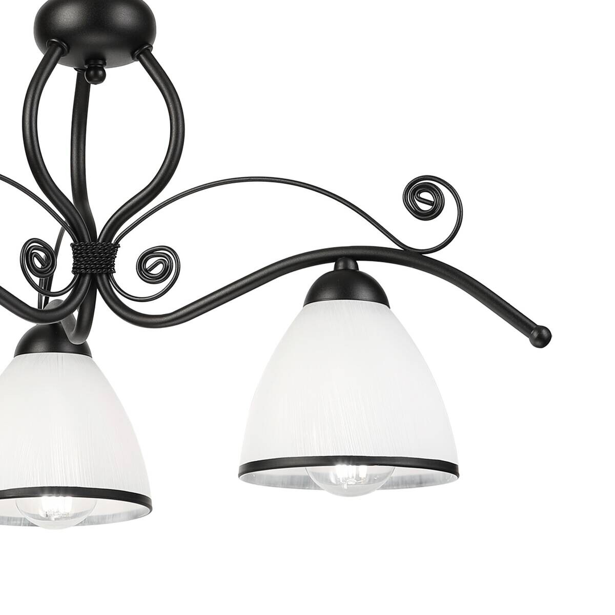 Lamkur Pendelleuchte beige weiß Stahl Glas B/H/L: ca. 41x73x41 cm E27 3 Brennstellen
