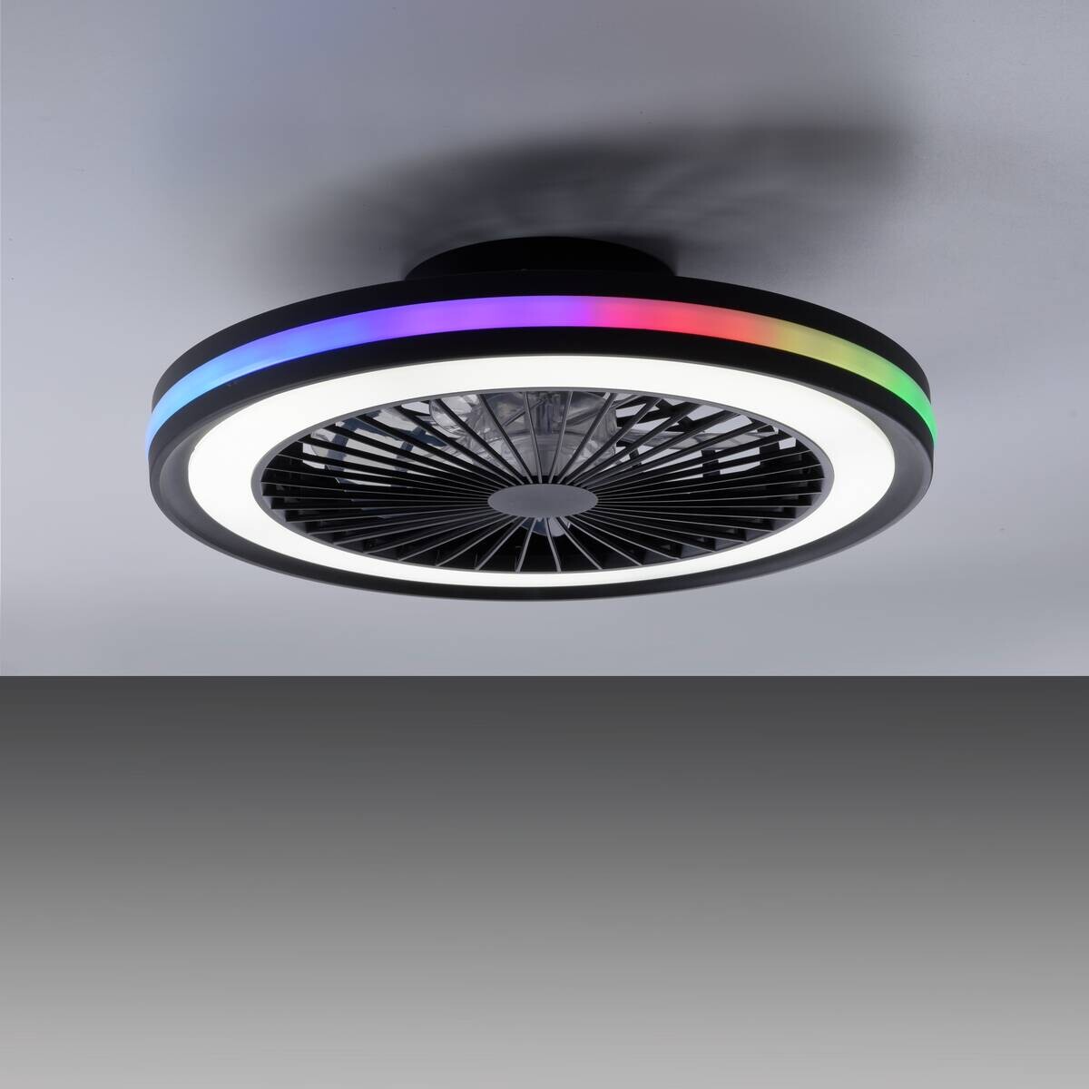 Just Light LED-Deckenventilator Brandon schwarz B/H/L: ca. 45,5x14x45,5 cm max. 36 W