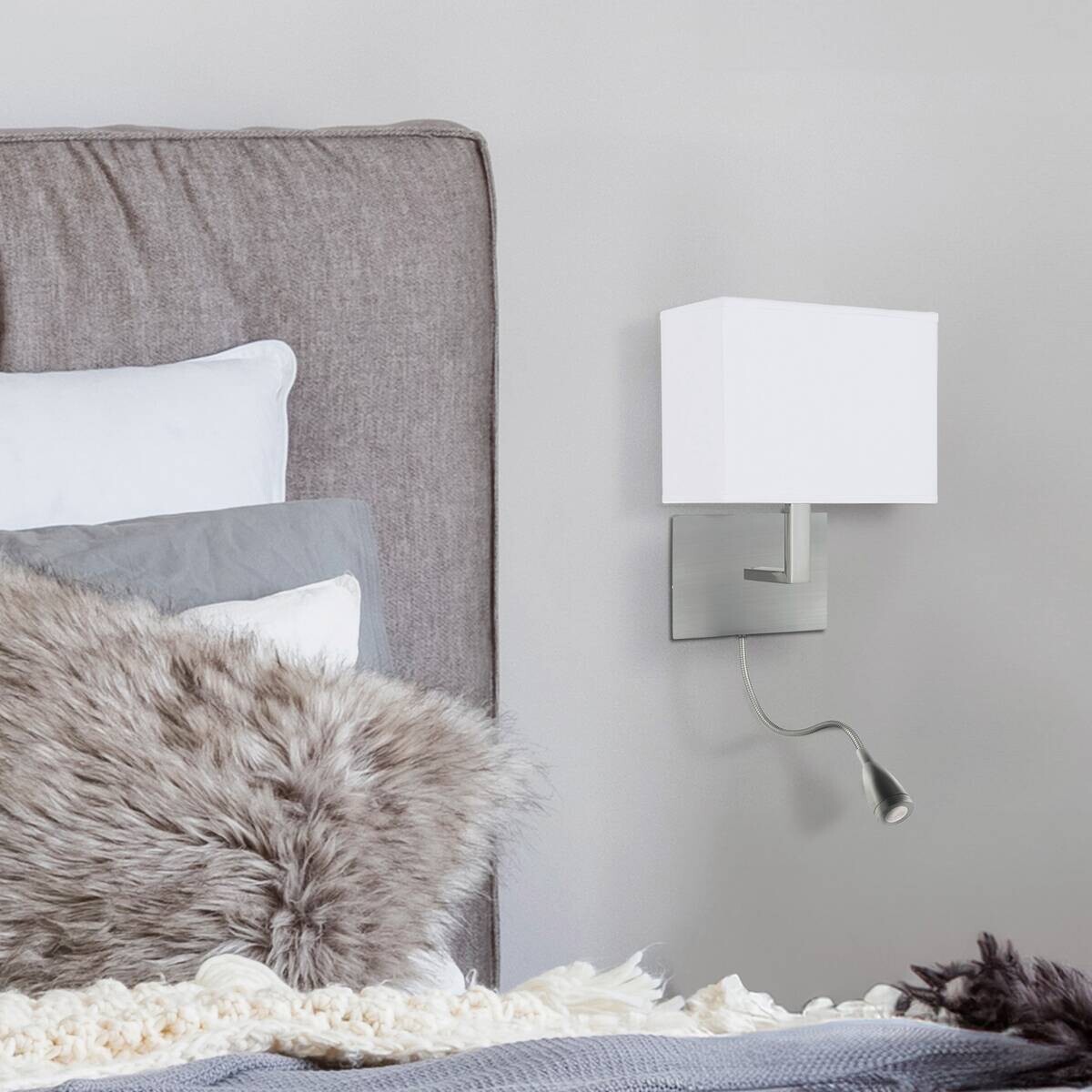 Searchlight Wandleuchte Hotel silber Stahl B/H/T: ca. 20x26x26 cm E27 1 Brennstellen