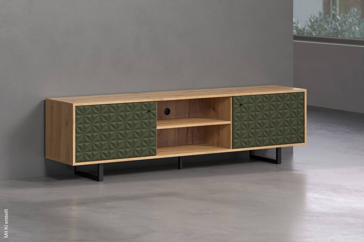 TV-Lowboard Sentra Eiche Artisan Nachbildung grün dunkel B/H/T: ca. 184x52x40 cm