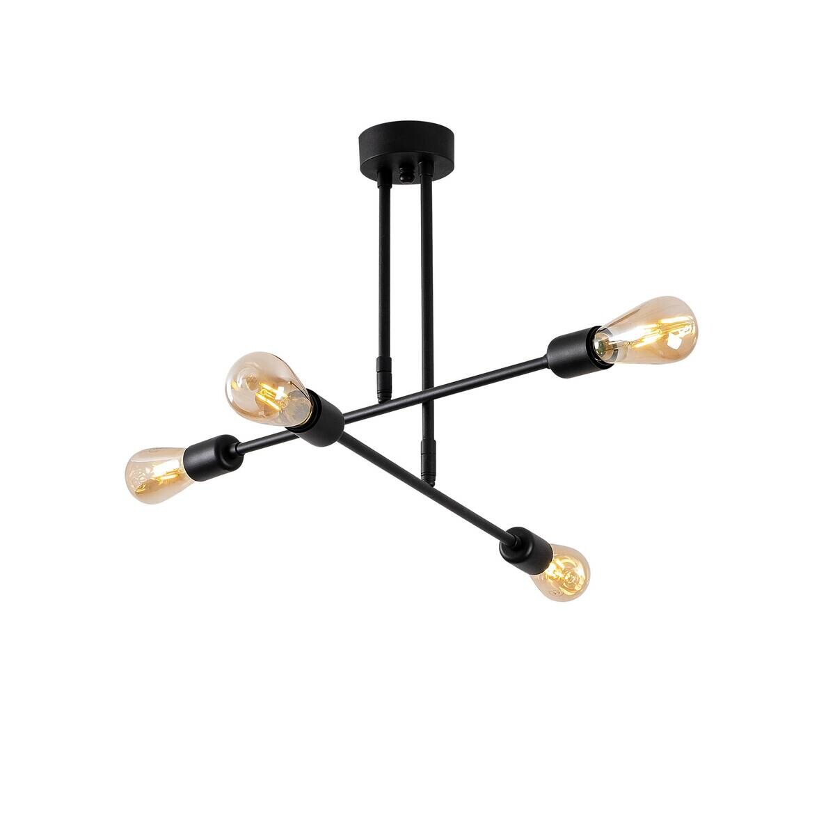 Opviq Deckenleuchte Flower schwarz B/H/T/L/D: ca. 70x40x70x70x70 cm E27 4 Brennstellen