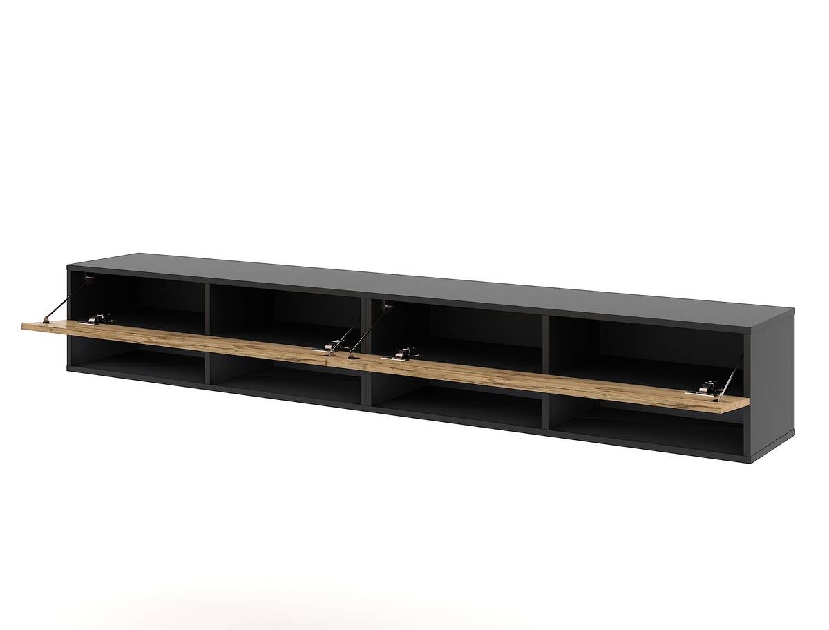 TV-Lowboard TV LOWBOARD DERBY 280 schwarz Eiche Wotan Nachbildung B/H/T: ca. 280x32,5x31,5 cm