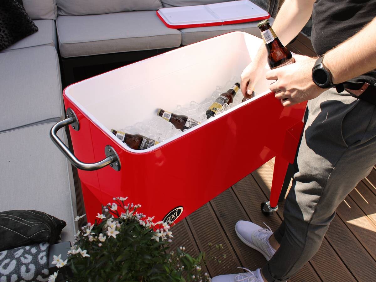 AXI Outdoor Living Getränkekühler Retro rot Metall B/H/L: ca. 43x89x92 cm