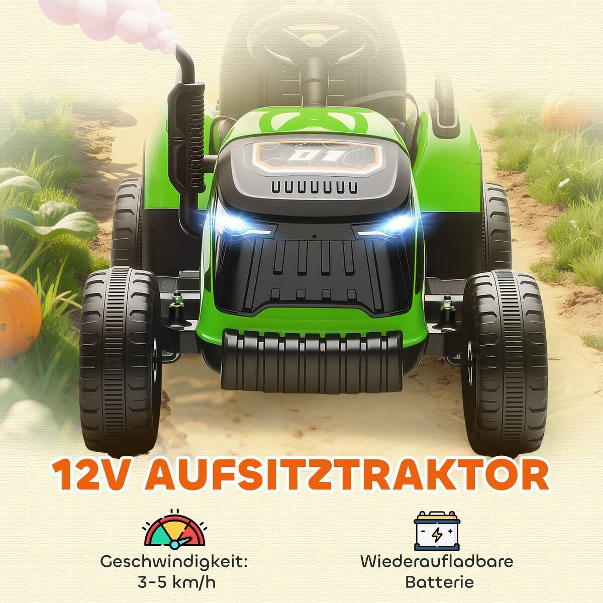 AIYAPLAY Elektrischer Traktor grün B/H/L: ca. 58x55x139 cm