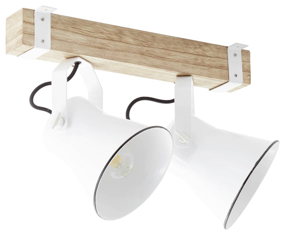 Brilliant Spotbalken Plow weiß natur Metall Holz B/H/T: ca. 40x24x17 cm E27 2 Brennstellen