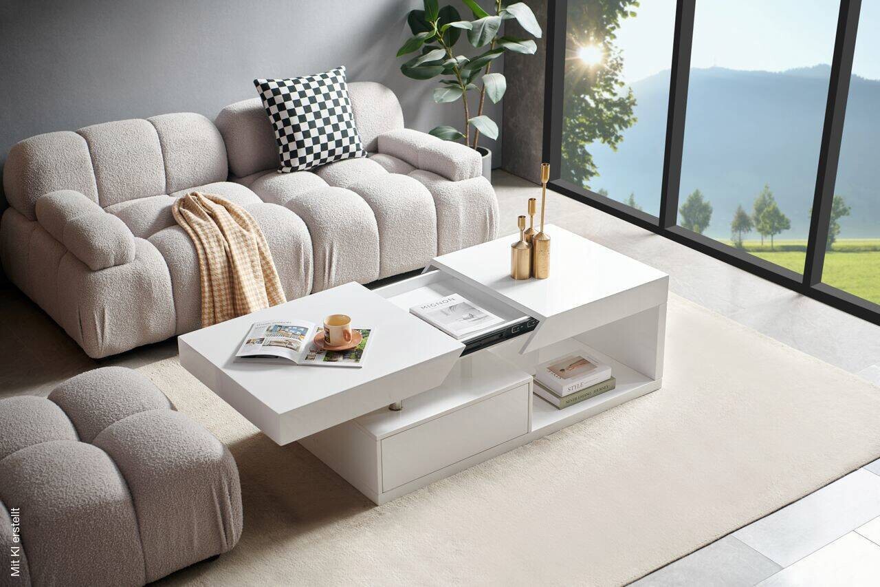 Couchtisch Vega weiß Hochglanz B/H/T: ca. 110x42x60 cm