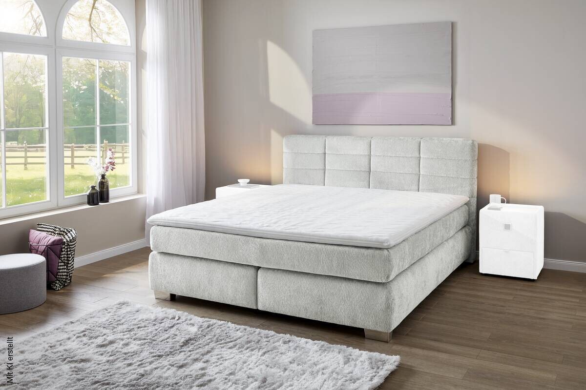 Boxspringbett hellgrau Liegefläche B/L: ca. 180x200 cm