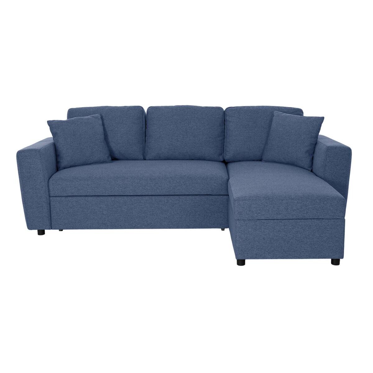 Ecksofa mit Bettfunktion und Bettkasten blau Webstoff B/H/T: ca. 234x86x144 cm