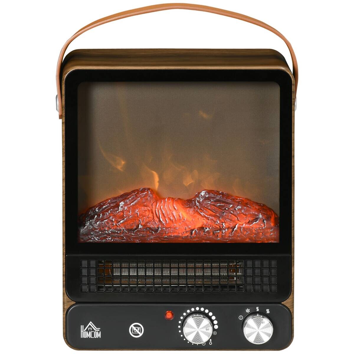 HOMCOM Elektro-Feuerstelle 820-348V90WN braun Edelstahl Polypropylen Kunststoff B/H/L: ca. 17,5x30,3x37,4 cm ca. 1500 W