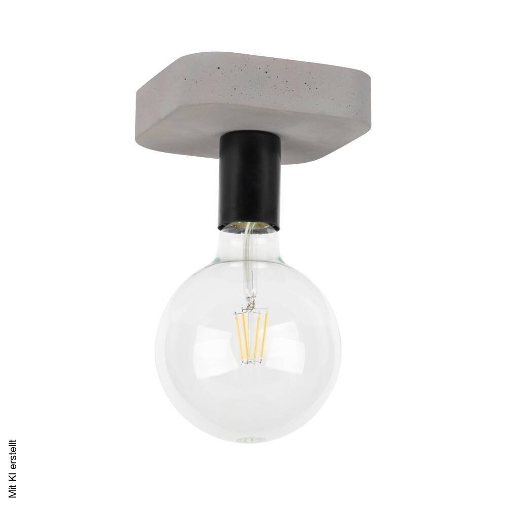 SPOT Light Deckenleuchte Fortan grau schwarz Beton Metall B/H/L: ca. 14x10x14 cm E27 1 Brennstellen